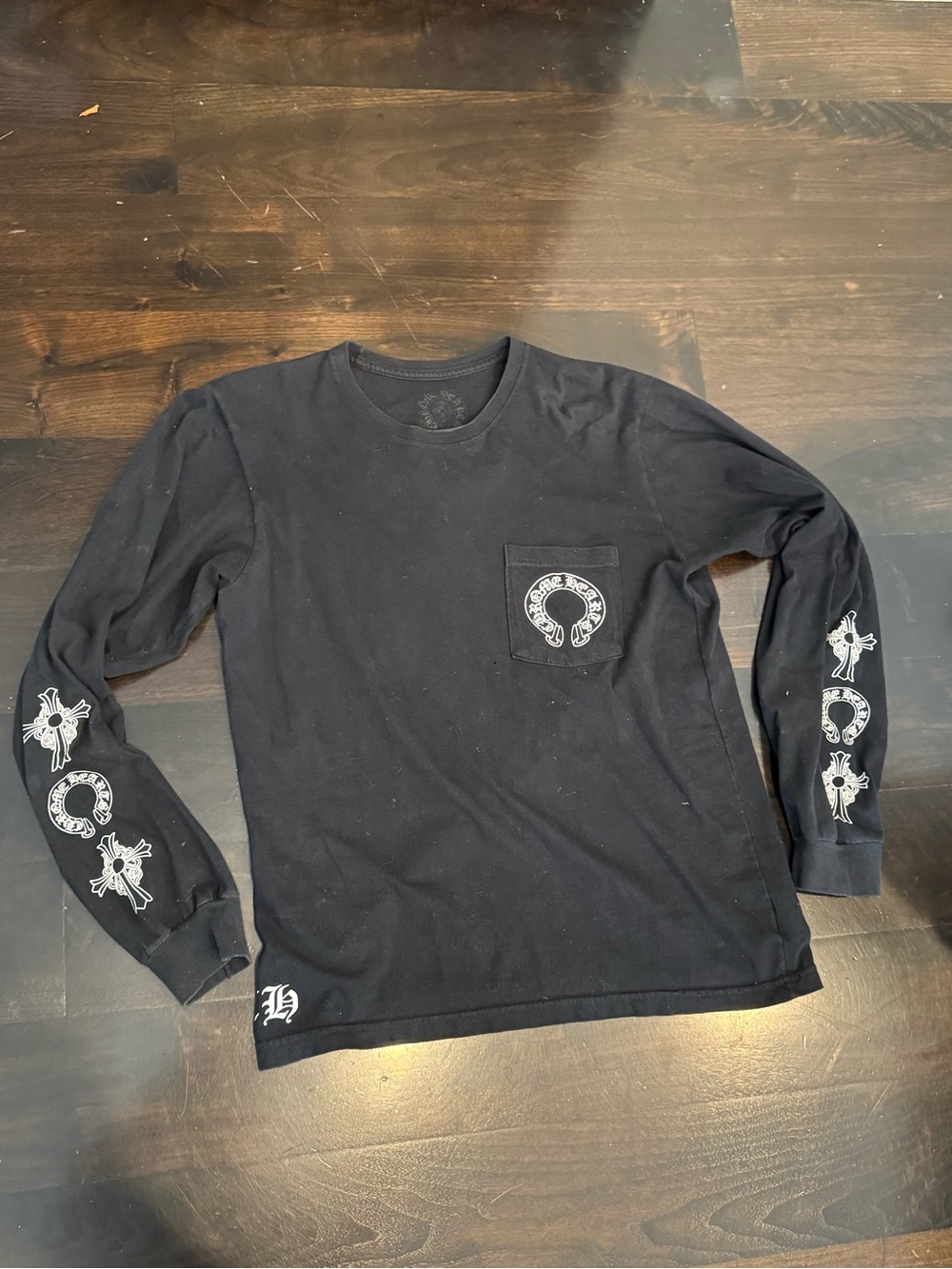 Rare Chrome Hearts Soap and Water Black Long-Sleeve Pocket Tee